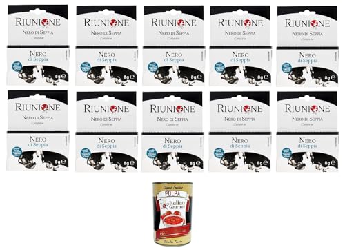 RIUNIONE- Nero di Seppia Tintenfisch-Tinte 10x 8g (2x4g)+ Italian Gourmet polpa 400g von Italian Gourmet E.R.
