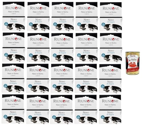 RIUNIONE- Nero di Seppia Tintenfisch-Tinte 20x 8g (2x4g)+ Italian Gourmet polpa 400g von Italian Gourmet E.R.