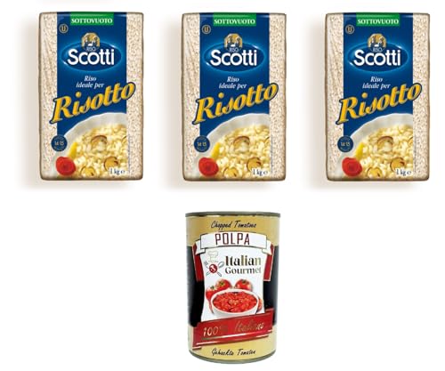 RIso Scotti- Idealer Reis für Risotto 3x 1000gr + Italian Gourmet polpa 400g von Italian Gourmet E.R.