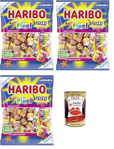 Rainbow Pixel Caramelle Gommose Frizzanti, Gusto Frutta, Funkelnde Gummibonkänen, Obstgeschmack 3x 160g + Italian Gourmet polpa 400g Rainbow Pixel Caramelle Gommose Frizzanti, Gusto Frutta, Funkelnde Gummibonkänen, Obstgeschmack 3x 160g + Italian Gourmet polpa 400g von Italian Gourmet E.R.