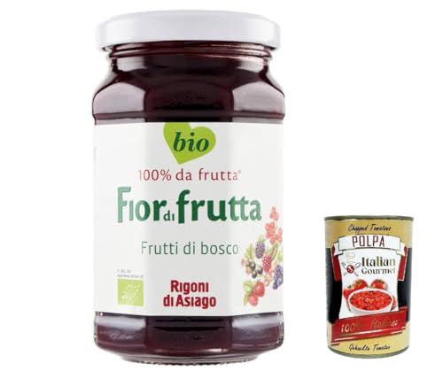 Rigoni di Asiago 12x 250g - Fiordifrutta Fruchtaufstrich - Erdbeeren und Wald-Erdbeeren -Aufstrich, Marmelade Konfitüre Brotaufstriche Original aus Italien + Italian Gourmet polpa 400g von Italian Gourmet E.R.