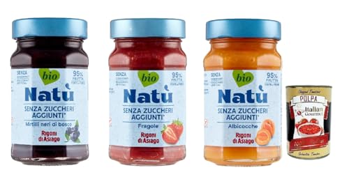 Rigoni di Asiago Natù Testpaket Bio-Aprikosen Zubereitung, marmelade Ohne Zuckerzusatz 3x 240g + Italian Gourmet Polpa di Pomodoro 400g Dose von Italian Gourmet E.R.