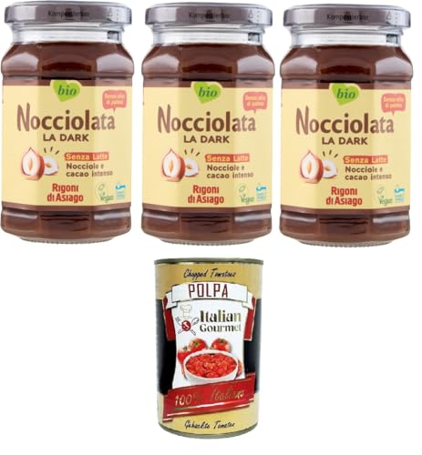 Rigoni di Asiago Nocciolata, La Dark, Milchfrei, 3x 250g, Haselnusscreme ohne Palmöl, Nuss Nougat Creme ohne Palmöl, Leckerer Brotaufstrich, Vegan + Italian Gourmet polpa 400g Rigoni di Asiago Nocciolata, La Dark, Milchfrei, 3x 250g, Haselnusscreme ohne Palmöl, Nuss Nougat Creme ohne Palmöl, Leckerer Brotaufstrich, Vegan + Italian Gourmet polpa 400g von Italian Gourmet E.R.