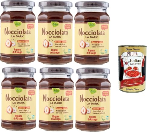 Rigoni di Asiago Nocciolata, La Dark, Milchfrei, 6x 250gr, Haselnusscreme ohne Palmöl, Nuss Nougat Creme ohne Palmöl, Leckerer Brotaufstrich, Vegan + Italian Gourmet polpa 400g Rigoni di Asiago Nocciolata, La Dark, Milchfrei, 6x 250gr, Haselnusscreme ohne Palmöl, Nuss Nougat Creme ohne Palmöl, Leckerer Brotaufstrich, Vegan + Italian Gourmet polpa 400g von Italian Gourmet E.R.