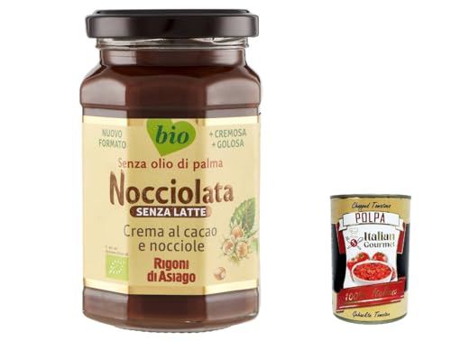 Rigoni di Asiago Nocciolata - Milchfrei, 12x 250g, Haselnusscreme ohne Palmöl, Nuss Nougat Creme ohne Palmöl, Leckerer Brotaufstrich + Italian Gourmet polpa 400g von Italian Gourmet E.R.