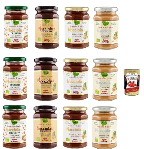 Rigoni di Asiago Nocciolata - Testpaket, 12x 250g, Haselnusscreme ohne Palmöl, Nuss Nougat Creme ohne Palmöl, Leckerer Brotaufstrich + Italian Gourmet polpa 400g Rigoni di Asiago Nocciolata - Testpaket, 12x 250g, Haselnusscreme ohne Palmöl, Nuss Nougat Creme ohne Palmöl, Leckerer Brotaufstrich + Italian Gourmet polpa 400g von Italian Gourmet E.R.