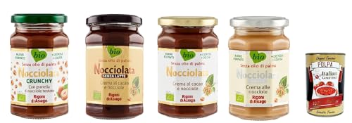 Rigoni di Asiago Nocciolata - Testpaket, 4x 250g, Haselnusscreme ohne Palmöl, Nuss Nougat Creme ohne Palmöl, Leckerer Brotaufstrich + Italian Gourmet polpa 400g von Italian Gourmet E.R.