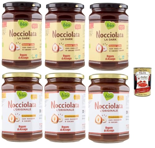 Rigoni di Asiago Nocciolata Testpaket, Classica und La Dark, Milchfrei, 6x 650g, Haselnusscreme ohne Palmöl, Nuss Nougat Creme ohne Palmöl, Leckerer Brotaufstrich, + Italian Gourmet polpa 400g Rigoni di Asiago Nocciolata Testpaket, Classica und La Dark, Milchfrei, 6x 650g, Haselnusscreme ohne Palmöl, Nuss Nougat Creme ohne Palmöl, Leckerer Brotaufstrich, + Italian Gourmet polpa 400g von Italian Gourmet E.R.