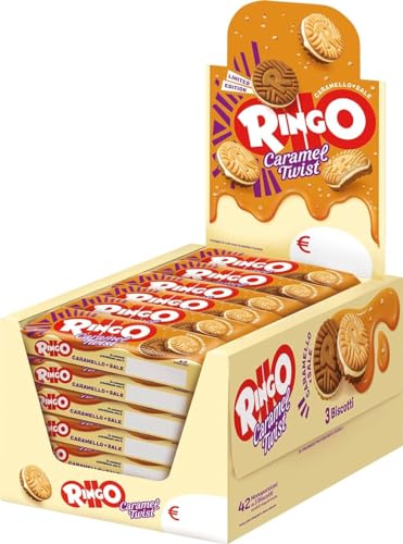 Ringo Caramel Twist Limited Edition Biscotti,Kekse gefüllt mit gesalzener Karamellcreme Display,Jedes Display enthält 42 Stück à 27,5g + Italian Gourmet Polpa di Pomodoro 400g Dose Ringo Caramel Twist Limited Edition Biscotti,Kekse gefüllt mit gesalzener Karamellcreme Display,Jedes Display enthält 42 Stück à 27,5g + Italian Gourmet Polpa di Pomodoro 400g Dose von Italian Gourmet E.R.