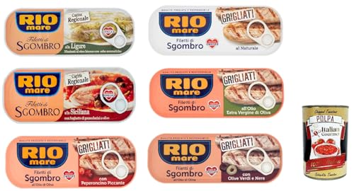 Rio Mare Filetti di Sgombro grigliati Makrelenfilets 6x 120g reich an Omega 3 + Italian Gourmet polpa 400g von Italian Gourmet E.R.