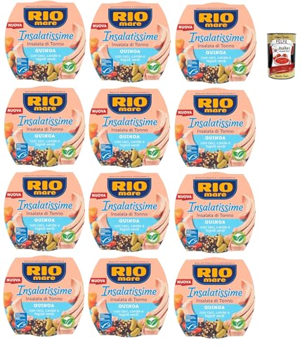 Rio Mare Insalatissime di tonno Gusto Quinoa, Tuna Salad, Thunfischsalat mit Quinoa, Kichererbsen, Karotten und grünen Bohnen 12x 220 g + Italian Gourmet polpa 400g Rio Mare Insalatissime di tonno Gusto Quinoa, Tuna Salad, Thunfischsalat mit Quinoa, Kichererbsen, Karotten und grünen Bohnen 12x 220 g + Italian Gourmet polpa 400g von Italian Gourmet E.R.