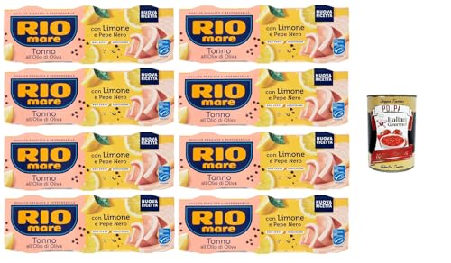 Rio Mare Tonno all’Olio di Oliva con Limone e Pepe Nero Thunfisch in Olivenöl mit Zitrone und schwarzem Pfeffer 8x195gr Packung mit 3 65g-Dosen+ Italian Gourmet polpa 400g Rio Mare Tonno all’Olio di Oliva con Limone e Pepe Nero Thunfisch in Olivenöl mit Zitrone und schwarzem Pfeffer 8x195gr Packung mit 3 65g-Dosen+ Italian Gourmet polpa 400g von Italian Gourmet E.R.