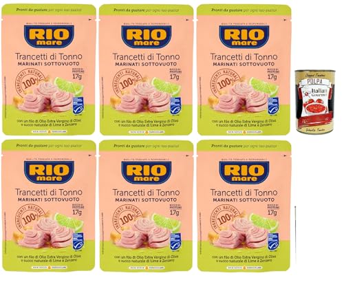 Rio Mare Trancetto Di Tonno Lime E Zenzero, Thunfischstücke mit nativem Olivenöl extra, Ingwer und Limettensaft 6x 70g + Italian Gourmet polpa 400g Rio Mare Trancetto Di Tonno Lime E Zenzero, Thunfischstücke mit nativem Olivenöl extra, Ingwer und Limettensaft 6x 70g + Italian Gourmet polpa 400g von Italian Gourmet E.R.