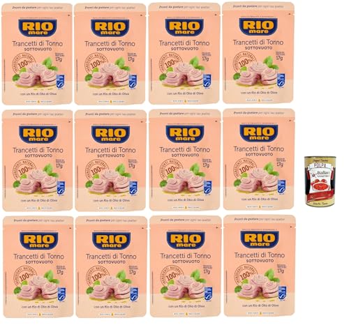 Rio Mare Trancetto Di Tonno con olio di oliva, Thunfischstücke mit nativem Olivenöl extra 12x 70g + Italian Gourmet polpa 400g Rio Mare Trancetto Di Tonno con olio di oliva, Thunfischstücke mit nativem Olivenöl extra 12x 70g + Italian Gourmet polpa 400g von Italian Gourmet E.R.
