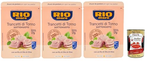 Rio Mare Trancetto Di Tonno con olio di oliva, Thunfischstücke mit nativem Olivenöl extra 3x 70g + Italian Gourmet polpa 400g Rio Mare Trancetto Di Tonno con olio di oliva, Thunfischstücke mit nativem Olivenöl extra 3x 70g + Italian Gourmet polpa 400g von Italian Gourmet E.R.