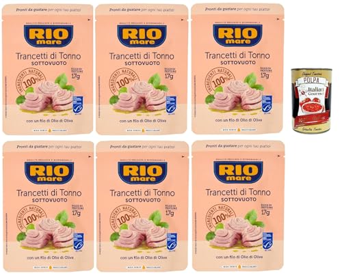 Rio Mare Trancetto Di Tonno con olio di oliva, Thunfischstücke mit nativem Olivenöl extra 6x 70g + Italian Gourmet polpa 400g Rio Mare Trancetto Di Tonno con olio di oliva, Thunfischstücke mit nativem Olivenöl extra 6x 70g + Italian Gourmet polpa 400g von Italian Gourmet E.R.