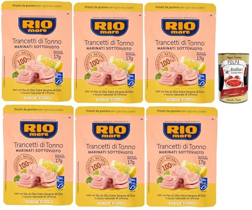 Rio Mare Trancetto Di Tonno e succo di limone, Thunfischstücke mit nativem Olivenöl extra un Zitronensaft 6x 70g + Italian Gourmet polpa 400g Rio Mare Trancetto Di Tonno e succo di limone, Thunfischstücke mit nativem Olivenöl extra un Zitronensaft 6x 70g + Italian Gourmet polpa 400g von Italian Gourmet E.R.