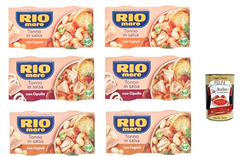 Rio Mare con gusto testpaket fertiggerichte Thunfisch Instant food, Tonno e fagioli, Tonno e cipolle, Tonno e piselli 12x 160g + Italian Gourmet polpa 400g von Italian Gourmet E.R.