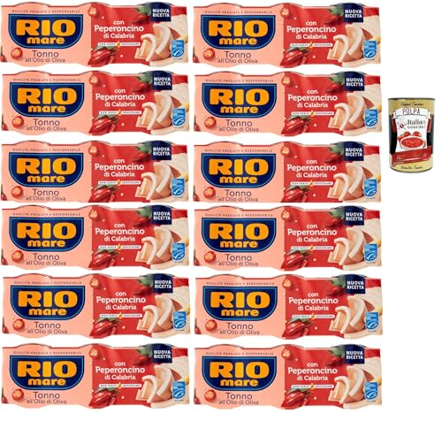 Rio mare Tonno all'Olio di Oliva con Peperoncino di Calabria, Thunfisch mit Olivenöl mit Kalabrien -Chili -Pfeffer 36x 65 g + Italian Gourmet polpa 400g Rio mare Tonno all'Olio di Oliva con Peperoncino di Calabria, Thunfisch mit Olivenöl mit Kalabrien -Chili -Pfeffer 36x 65 g + Italian Gourmet polpa 400g von Italian Gourmet E.R.