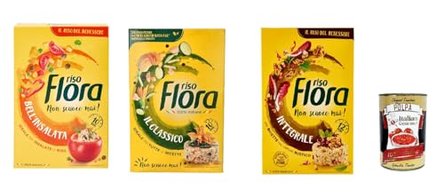 Riso Flora Testpaket, 100 % italienischer Reis, Classico - Integrale - Bell'insalta 3x 1Kg + Italian Gourmet polpa 400g von Italian Gourmet E.R.