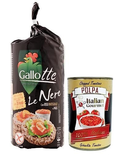 Riso Gallo Gallotte Le Nere,Vollkornkuchen aus Schwarzem Reis und Mais,Packung mit 100g + Italian Gourmet Polpa di Pomodoro 400g Dose von Italian Gourmet E.R.