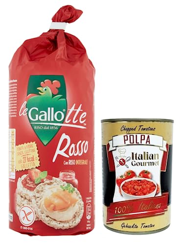 Riso Gallo Gallotte Le Rosse,Vollkornkuchen aus Rotem Reis ,Packung mit 100g + Italian Gourmet Polpa di Pomodoro 400g Dose von Italian Gourmet E.R.