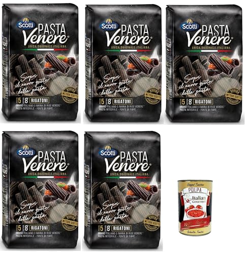 Riso Scotti, Pasta Venere Rigatoni Integrale di Riso Venere, Reispaste, Vollkorn, Faserquelle, Phosphor und Proteine, ideal für eine ausgewogene Ernährung, 5x 400 g + Italian Gourmet polpa 400g Riso Scotti, Pasta Venere Rigatoni Integrale di Riso Venere, Reispaste, Vollkorn, Faserquelle, Phosphor und Proteine, ideal für eine ausgewogene Ernährung, 5x 400 g + Italian Gourmet polpa 400g von Italian Gourmet E.R.