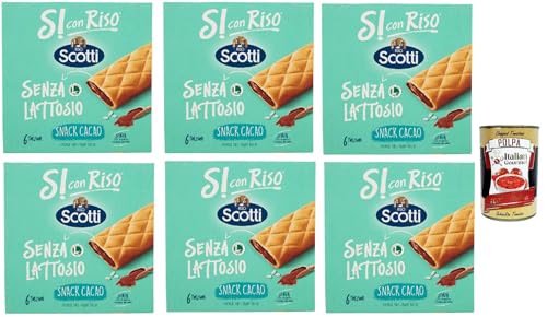 Riso Scotti, Si con Riso, Barretta Snack con Farina di Riso e Ripieno al Cacao, Snackriegel mit Reismehl und laktosefreier Kakaofüllung, Palmöl ohne, 6x 150g + Italian Gourmet polpa 400g Riso Scotti, Si con Riso, Barretta Snack con Farina di Riso e Ripieno al Cacao, Snackriegel mit Reismehl und laktosefreier Kakaofüllung, Palmöl ohne, 6x 150g + Italian Gourmet polpa 400g von Italian Gourmet E.R.