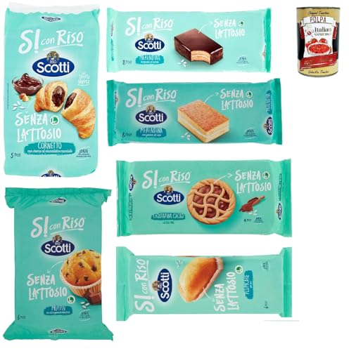 Riso Scotti, Si con Riso - Merendine Testpaket, Laktosefreie Croissants, Muffin, Plumcake Crostatine Kuchen Laktosefreie süßer Snacks, 7 Stuck + Italian Gourmet polpa 400g Riso Scotti, Si con Riso - Merendine Testpaket, Laktosefreie Croissants, Muffin, Plumcake Crostatine Kuchen Laktosefreie süßer Snacks, 7 Stuck + Italian Gourmet polpa 400g von Italian Gourmet E.R.