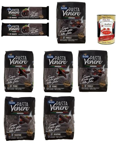 Riso Scotti Pasta Venere Testpaket Spaghetti - Fusilli - Penne, Rigatoni, Pasta aus Hartweizengrieß und Schwarzem Venere-Vollkornr'eismehl,Packung mit 8x 400g + Italian Gourmet Polpa 400g Riso Scotti Pasta Venere Testpaket Spaghetti - Fusilli - Penne, Rigatoni, Pasta aus Hartweizengrieß und Schwarzem Venere-Vollkornr'eismehl,Packung mit 8x 400g + Italian Gourmet Polpa 400g von Italian Gourmet E.R.