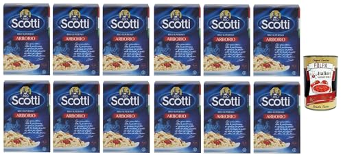 Riso Scotti Riso Arborio, Italienischer Reis,Superfeine Reiskörner,Ideal für Risottos und Timbales, 12x 500g Vakuumverpackung + Italian Gourmet polpa 400g von Italian Gourmet E.R.