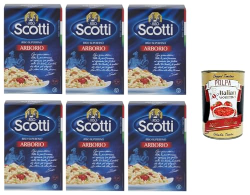 Riso Scotti Riso Arborio, Italienischer Reis,Superfeine Reiskörner,Ideal für Risottos und Timbales, 6x 500g Vakuumverpackung + Italian Gourmet polpa 400g von Italian Gourmet E.R.