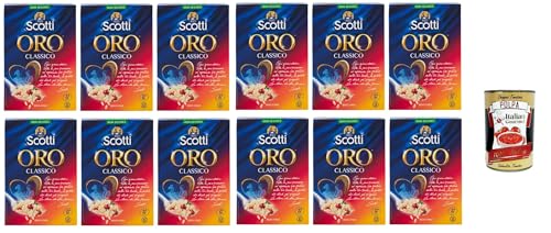 Riso Scotti Riso Oro Classico, Italienischer Reis, Superfeine Reiskörner Ideal für Risottos und Salate,12x 500g Vakuumverpackung + Italian Gourmet popla 400g von Italian Gourmet E.R.