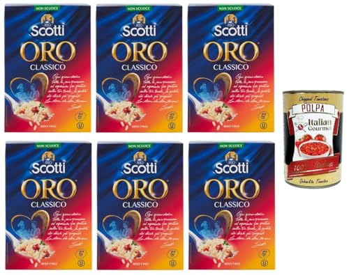 Riso Scotti Riso Oro Classico, Italienischer Reis, Superfeine Reiskörner Ideal für Risottos und Salate,6x 500g Vakuumverpackung + Italian Gourmet popla 400g von Italian Gourmet E.R.