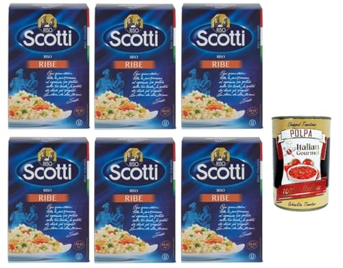 Riso Scotti Riso Ribe, Italienischer Reis, Superfeine Reiskörner ideal für Suppen, 6x 500g Vakuumverpackung + Italian Gourmet polpa 400g von Italian Gourmet E.R.