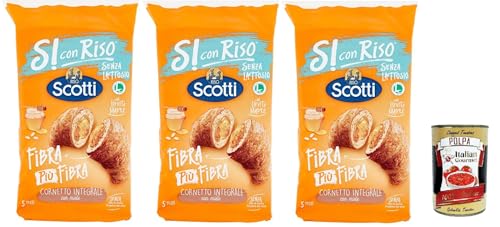 Riso Scotti Si con Riso Cornetti Senza Lattosio Fibra Più Fibra, Croissant mit vollem Mehl mit Honig, Laktose ohne Palmöl, mit Mutterhefe 3x 250g + Italian Gourmet polpa 400g Riso Scotti Si con Riso Cornetti Senza Lattosio Fibra Più Fibra, Croissant mit vollem Mehl mit Honig, Laktose ohne Palmöl, mit Mutterhefe 3x 250g + Italian Gourmet polpa 400g von Italian Gourmet E.R.