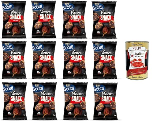 Riso Scotti Venere Snack Paprika, brauner Reis, knuspriger und leckerer, nicht frittierter Snack für Pausen und Aperitifs, glutenfrei, 100% pflanzlich, 12x50 g+ Italian Gourmet polpa 400g Riso Scotti Venere Snack Paprika, brauner Reis, knuspriger und leckerer, nicht frittierter Snack für Pausen und Aperitifs, glutenfrei, 100% pflanzlich, 12x50 g+ Italian Gourmet polpa 400g von Italian Gourmet E.R.