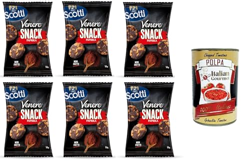 Riso Scotti Venere Snack Paprika, brauner Reis, knuspriger und leckerer, nicht frittierter Snack für Pausen und Aperitifs, glutenfrei, 100% pflanzlich, 6x50 g+ Italian Gourmet polpa 400g Riso Scotti Venere Snack Paprika, brauner Reis, knuspriger und leckerer, nicht frittierter Snack für Pausen und Aperitifs, glutenfrei, 100% pflanzlich, 6x50 g+ Italian Gourmet polpa 400g von Italian Gourmet E.R.