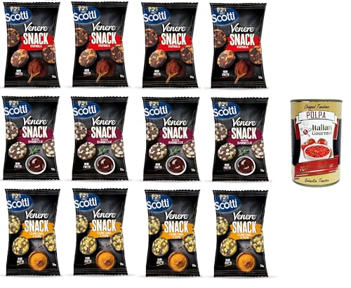 Riso Scotti Venere Testpaket Snack Paprika,Kurkuma und Pfeffer,BBQ-Naturreis,knuspriger und leckerer,nicht frittierter Snack für Pausen und Aperitifs,12x50 g+Italian Gourmet polpa 400g Riso Scotti Venere Testpaket Snack Paprika,Kurkuma und Pfeffer,BBQ-Naturreis,knuspriger und leckerer,nicht frittierter Snack für Pausen und Aperitifs,12x50 g+Italian Gourmet polpa 400g von Italian Gourmet E.R.