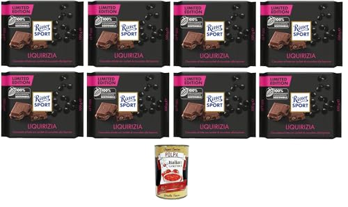 Liquirizia, Limitierte Ausgabe, Milchschokolade mit Lakritzstückchen, 100% nachhaltiger Kakao, 8 Packungen 100gr + Italian Gourmet polpa 400g Liquirizia, Limitierte Ausgabe, Milchschokolade mit Lakritzstückchen, 100% nachhaltiger Kakao, 8 Packungen 100gr + Italian Gourmet polpa 400g von Italian Gourmet E.R.