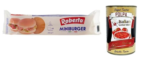 1x Roberto Miniburger Brot,Packung mit 200g, Jede Packung enthält 8 Miniburger + Italian Gourmet Polpa di Pomodoro 400g Dose von Italian Gourmet E.R.