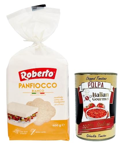 Roberto Panfiocco Bianco,Weiches Weißbrot Ohne Kruste,Krustenloses Brot,400g + Italian Gourmet Polpa di Pomodoro 400g Dose von Italian Gourmet E.R.