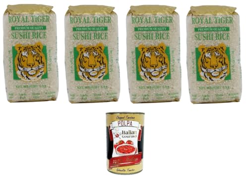 Royal Tiger Riso per Sushi Premium Quality Royal Tiger Sushi-Reis in Premiumqualität 4x1kg+ Italian Gourmet Polpa di Pomodoro 400g Dose Royal Tiger Riso per Sushi Premium Quality Royal Tiger Sushi-Reis in Premiumqualität 4x1kg+ Italian Gourmet Polpa di Pomodoro 400g Dose von Italian Gourmet E.R.