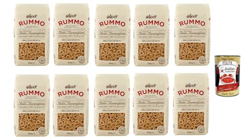 Rummo Anelli Siciliani n° 23 Pasta Lenta Lavorazione Teigwaren aus Hartweizengrieß Bronze-Zeichnung 10x 500g + Italian Gourmet polpa 400g von Italian Gourmet E.R.