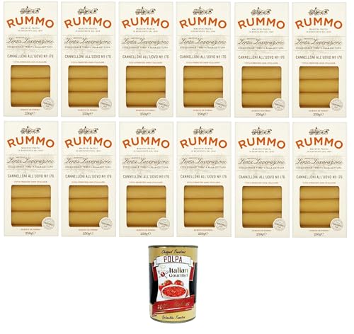 Rummo Cannelloni All'uovo Eier-Cannelloni N°176 langsame Verarbeitungsmethode, außergewöhnliche Kochbeständigkeit 12x250gr + Italian Gourmet polpa 400g Rummo Cannelloni All'uovo Eier-Cannelloni N°176 langsame Verarbeitungsmethode, außergewöhnliche Kochbeständigkeit 12x250gr + Italian Gourmet polpa 400g von Italian Gourmet E.R.
