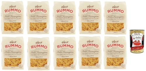 Rummo Farfalle n° 85 Pasta Lenta Lavorazione Teigwaren aus Hartweizengrieß Bronze-Zeichnung 10x 500g + Italian Gourmet polpa 400g von Italian Gourmet E.R.