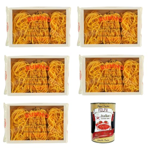 Rummo Fettuccine All'uovo Pasta mit ei, Eierpaste - 5x 250g + Italian Gourmet polpa 500g von Italian Gourmet E.R.