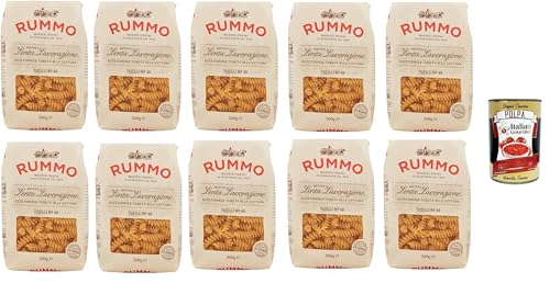 Rummo Fusilli n° 48 Pasta Lenta Lavorazione Teigwaren aus Hartweizengrieß Bronze-Zeichnung 10x 500g + Italian Gourmet polpa 400g von Italian Gourmet E.R.