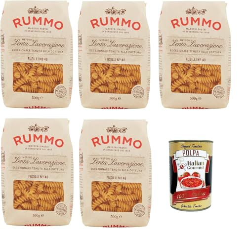 Rummo Fusilli n° 48 Pasta Lenta Lavorazione Teigwaren aus Hartweizengrieß Bronze-Zeichnung 5x 500g + Italian Gourmet polpa 400g Rummo Fusilli n° 48 Pasta Lenta Lavorazione Teigwaren aus Hartweizengrieß Bronze-Zeichnung 5x 500g + Italian Gourmet polpa 400g von Italian Gourmet E.R.