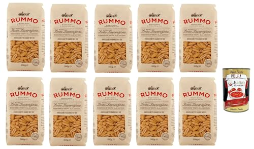 Rummo Gnocchetti sardi N°63 Pasta Lenta Lavorazione Teigwaren aus Hartweizengrieß Bronze-Zeichnung 10x 500g + Italian Gourmet polpa 400g von Italian Gourmet E.R.